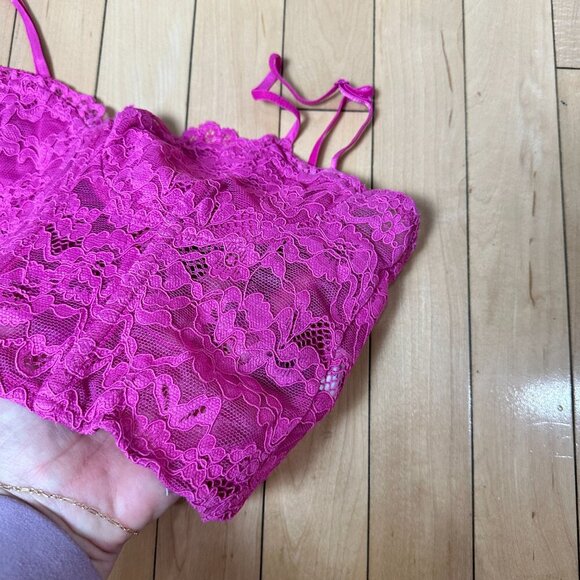 ZARA Hot Pink Lace Corset Bralette Bra Top Crop Top Size Small - Picture 3 of 8
